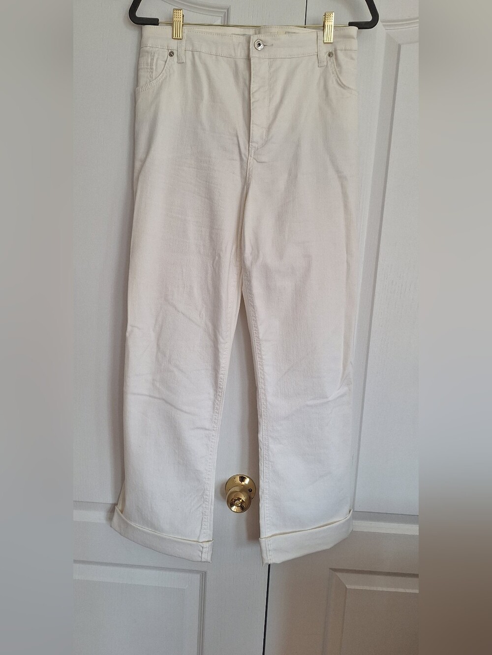 White Straight-Leg Cotton Chino Pants